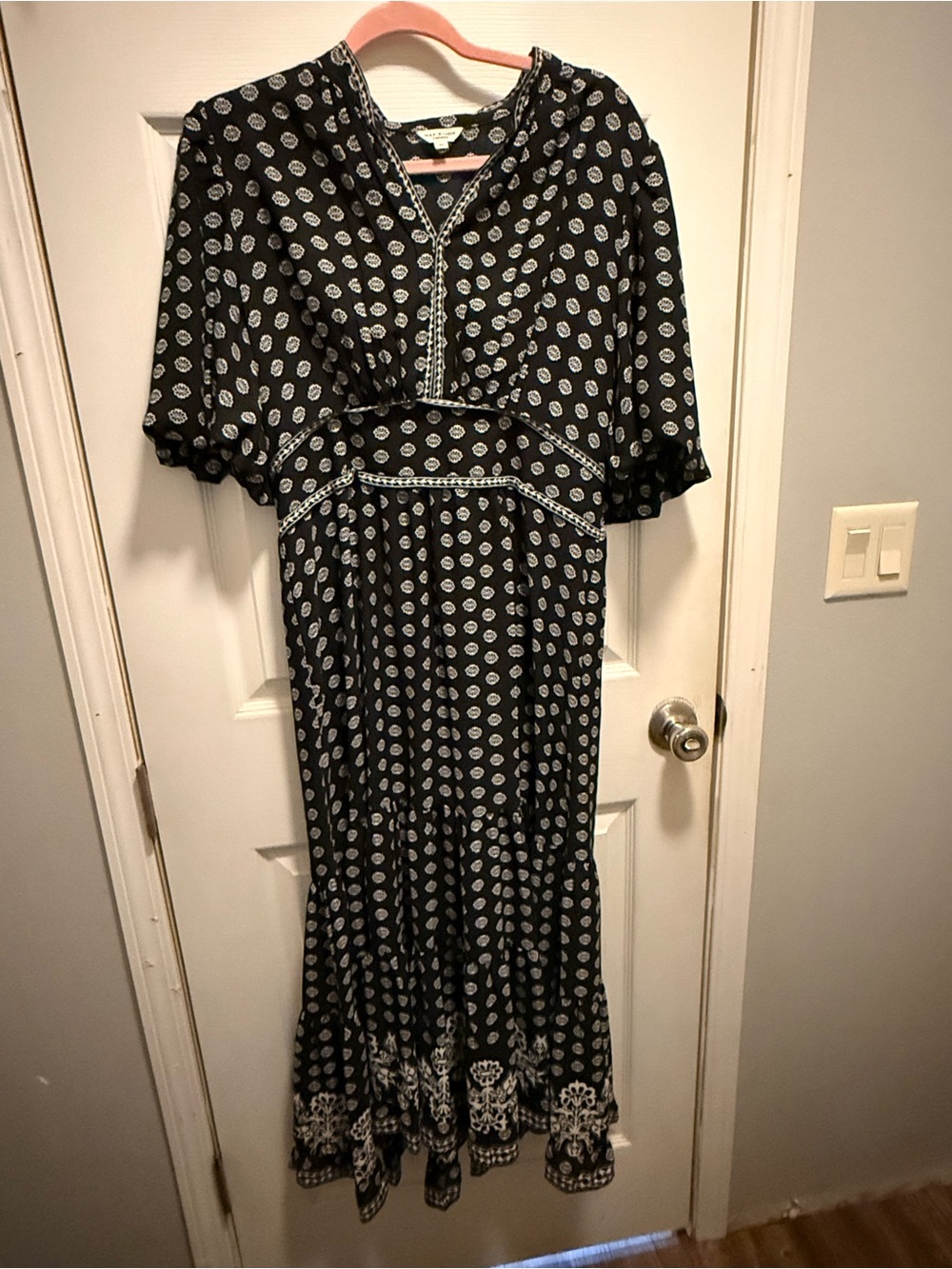 Max Studio Black Maxi Dress with White Paisley Print